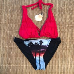 Nordstrom designer ruffled bikini top